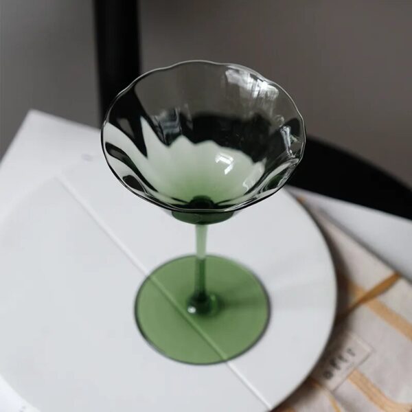 neomina Vintage Green Floral Wine Glasses – Set of 2 Elegant Crystal Tumblers - Image 6