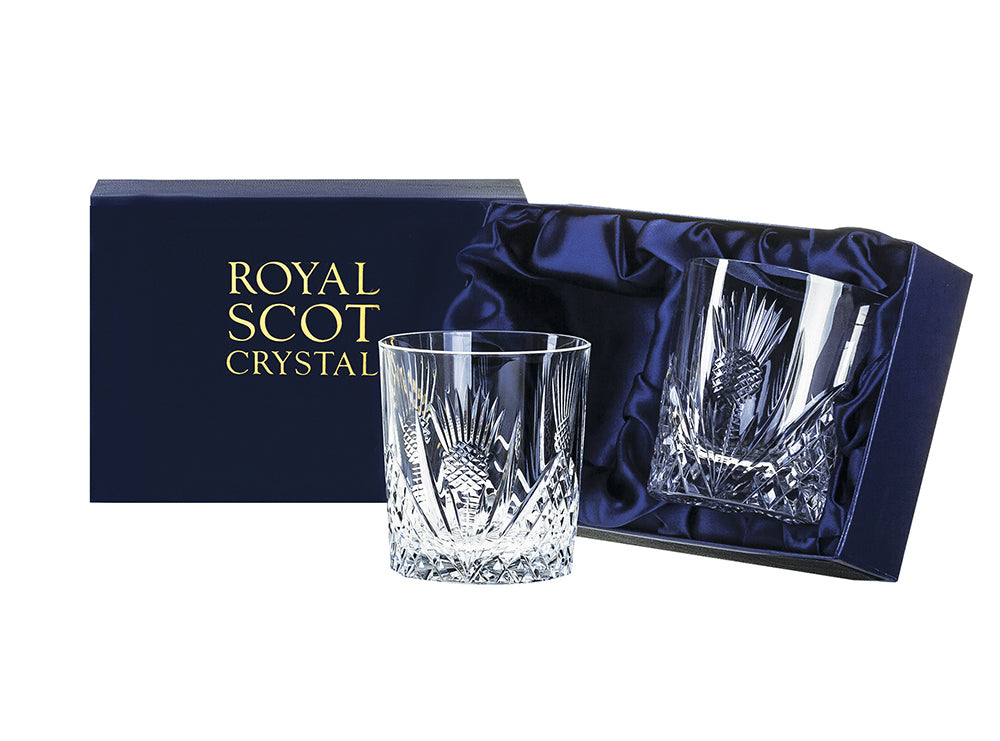neomina Scottish Thistle Tumblers – Set of 2 Elegant Glasses