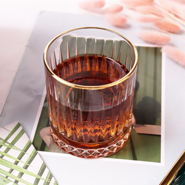 neomina Gold Rim Crystal Bourbon Glasses – Set of 2 Elegant Whiskey Tumblers - Image 8